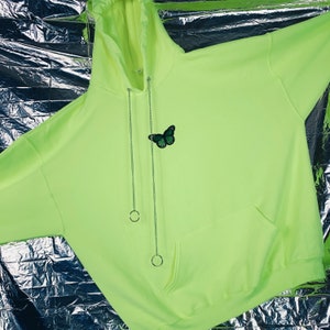 Neon Green Butterfly Hoodie image 7