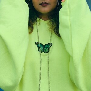 Neon Green Butterfly Hoodie image 9