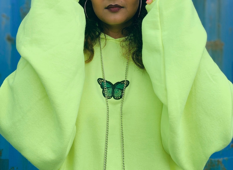 Neon Green Butterfly Hoodie image 9