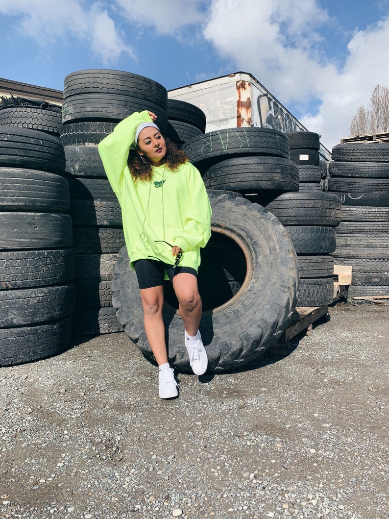 Neon Green Butterfly Hoodie image 3