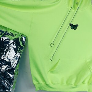 Neon Green Butterfly Hoodie image 8