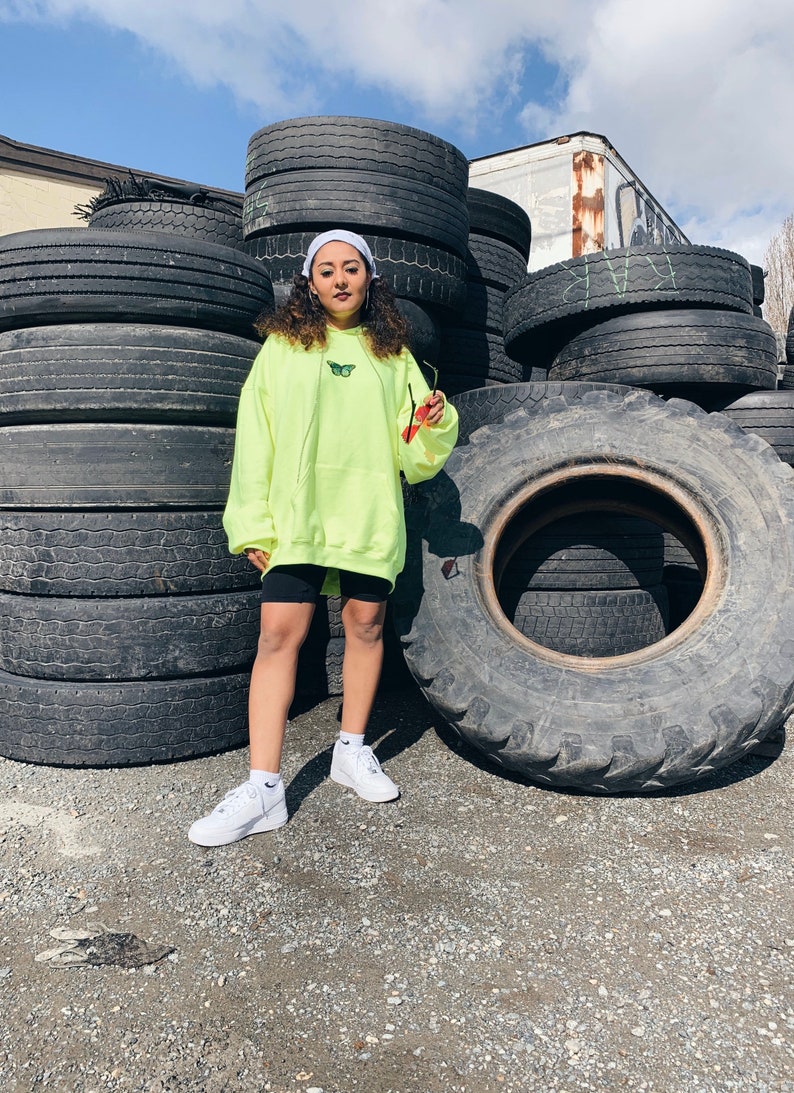 Neon Green Butterfly Hoodie image 6