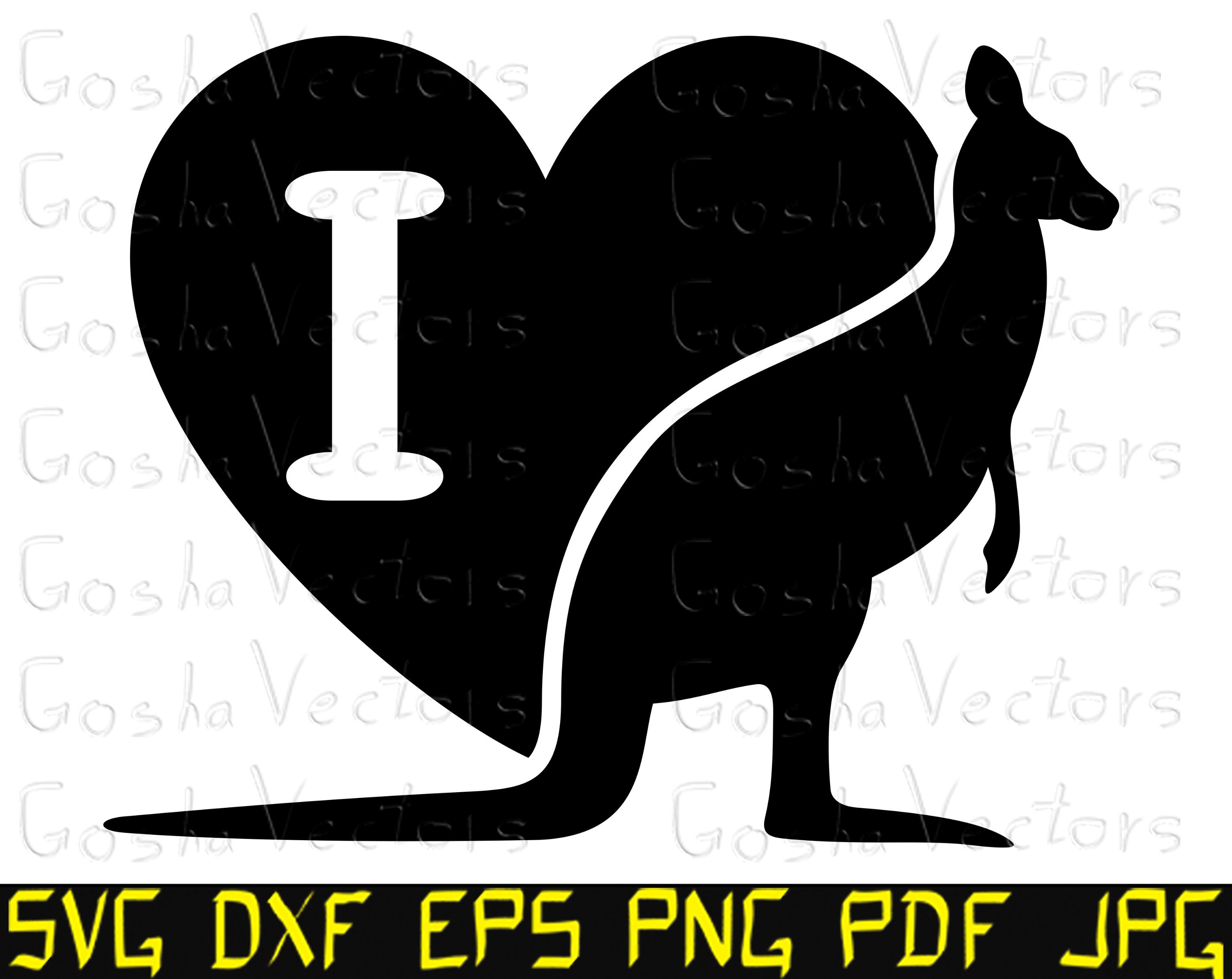 Download Kangaroo Svg I Love Kangaroo Svg Heart Svg Animal Svg Cut File T Shirt Vinyl Decal Silhouette Cricut Dxf Vector Clipart Printable