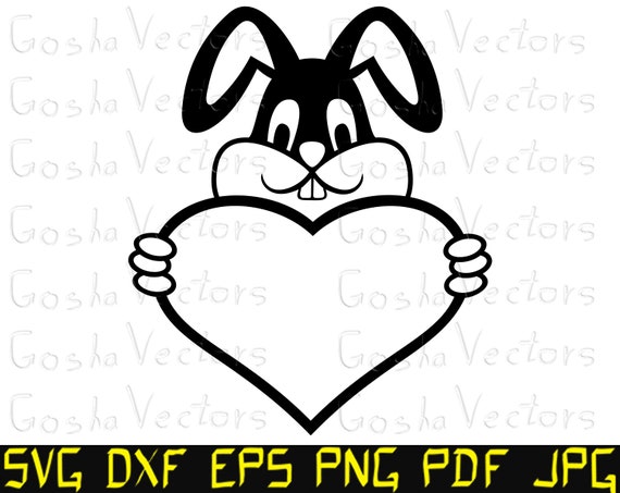 Download Bunny With Heart Svg Bunny Face Svg Heart Frame Svg Etsy