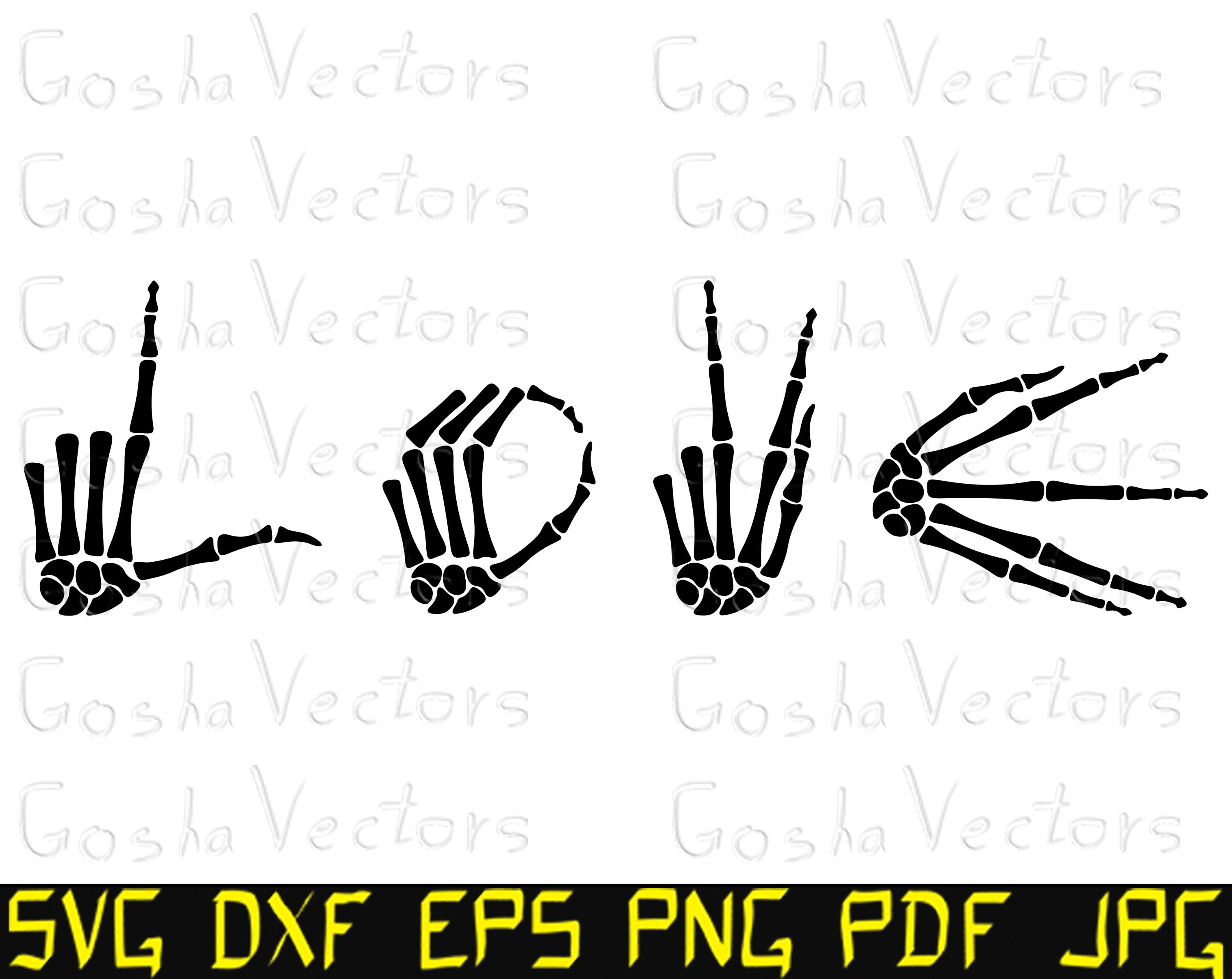 Download Skeleton Hands Svg Word Love Svg Gestures Cut File Template Cameo Cricut T Shirt Silhouette Vector