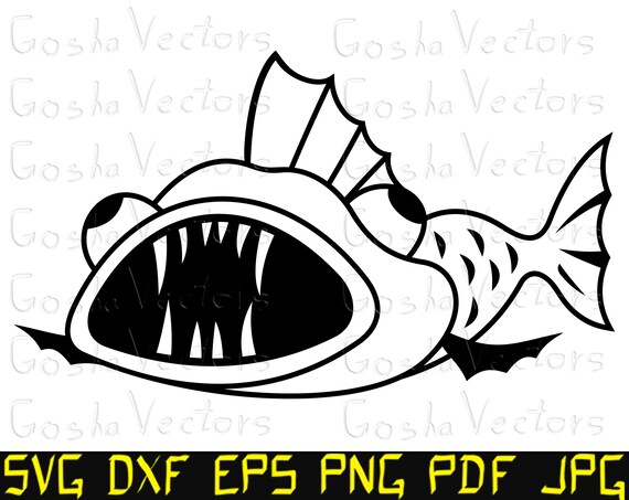 Download Fish Svg Fishing Monster Cutting File Template Cameo Etsy