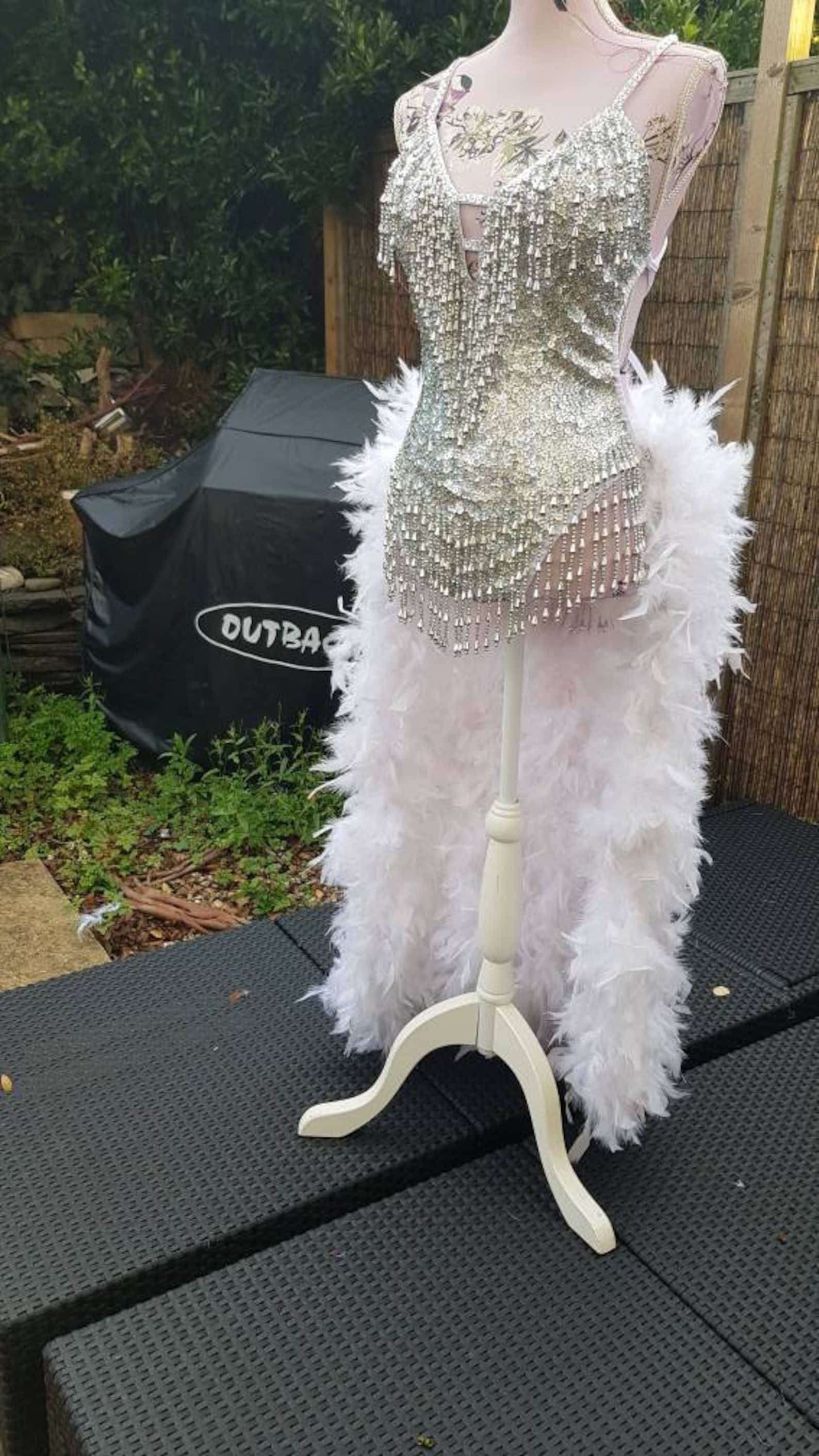 Marylin style showgirl costume. Full outfit Feather Bustle Etsy