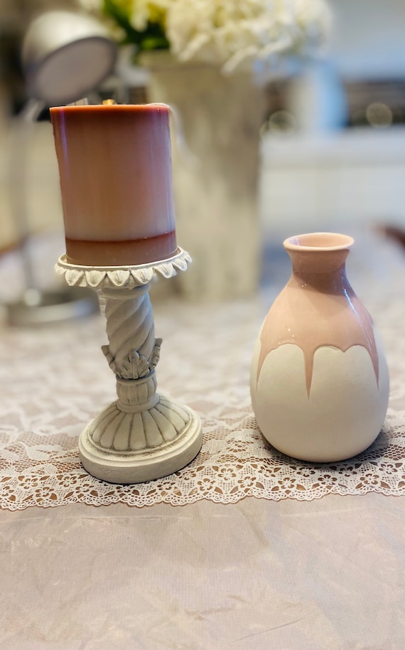 Candles Pink unscented hand poured Pillar candle Home & Living etna.com.pe