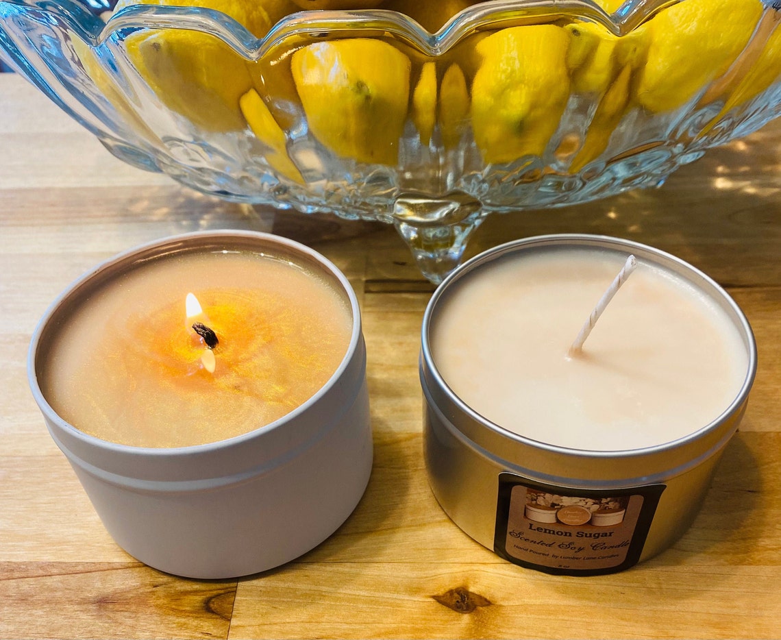 Lemon Sugar scented soy candle/ container candle/ travel Etsy