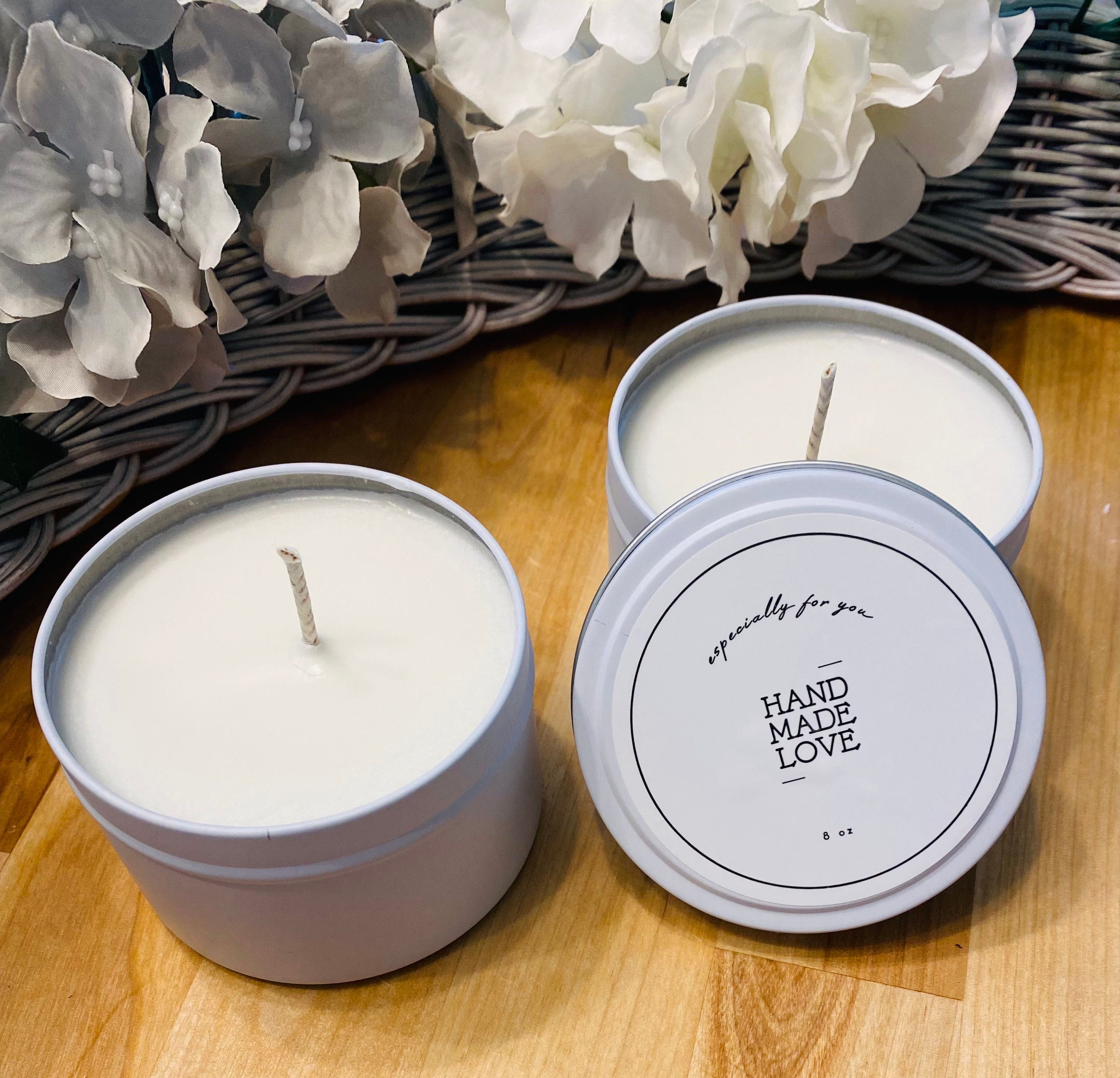 Hand poured Pearl White unscented soy candle/ travel candle Etsy