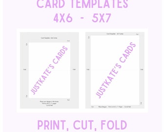 Greeting Card Template (PDF/Word) 4x6 and 5x7 inches - Cut & Fold, Blank, Use in Procreate/Canva