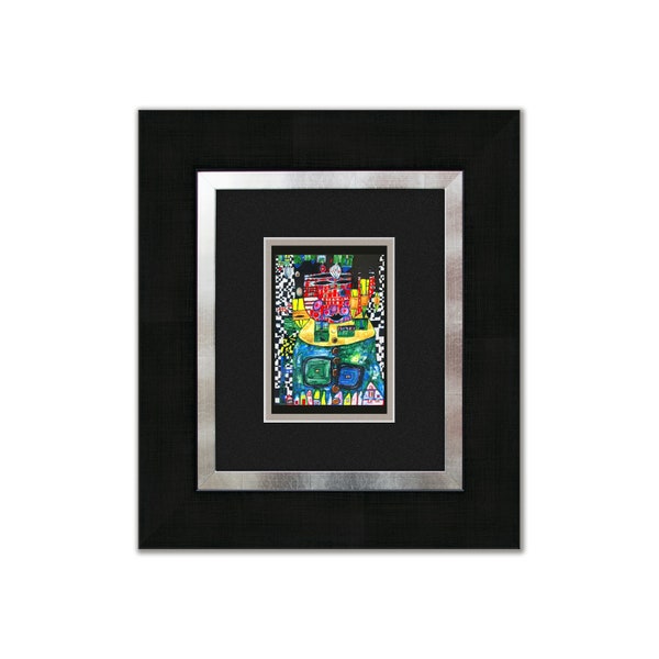 artissimo / High quality framed art print 40 x 45 cm / poster with frame / mural / picture / Peace Kingdom Hundertwasser : Antipode King