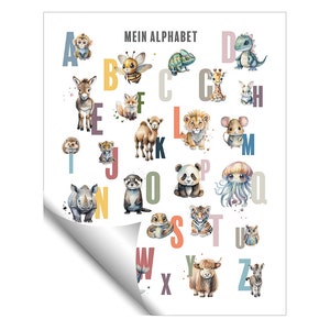 artissimo / Kinder-Poster 40x50cm / Lern-Poster: Mein Alphabet - deutsch / ABC / Buchstaben & Tiere / lesen und schreiben lernen / Baby Kind