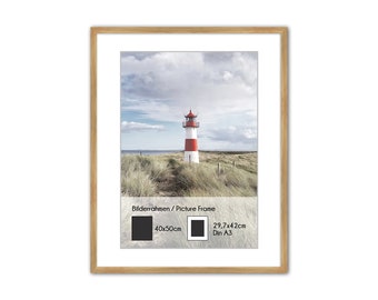 artissimo, PE6599-WR, cadre photo en bois véritable 40 x 50 cm avec passepartout, cadre amovible pour photos Din A3 29,7 x 42 cm, bois, cadre, chêne Chêne