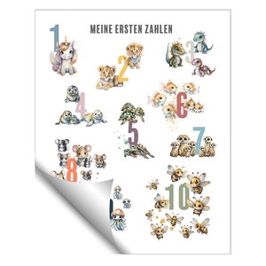artissimo / Kinder-Poster 40x50cm / Lern-Poster: Meine ersten Zahlen / Tiere / zählen lernen / Baby Kind / Vorschule / Kinderzimmer Deko