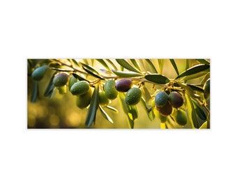 Glass picture, artissimo, 80 x 30 cm, picture behind glass, photo, poster, print, wall picture living room modern, olive tree, kitchen picture