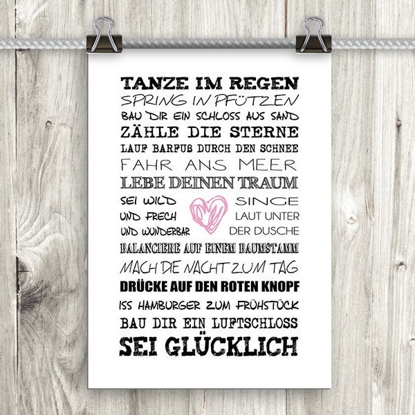 artissimo / Poster mit Spruch Din A4 / 21x29,7cm / Kunstdrucke mit Sprüchen / Plakat / Typo-Print / Typografie / Zitat / Lebensweisheit