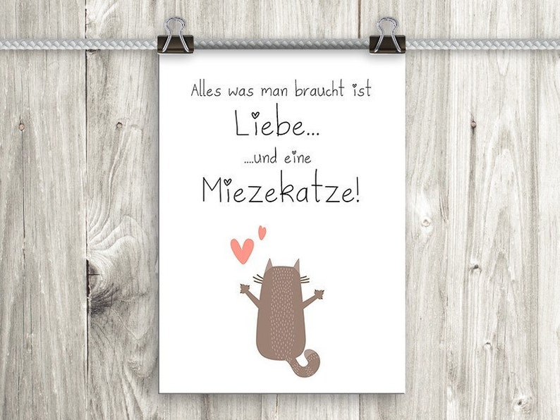 artissimo / Poster mit Spruch Din A4 / 21x29,7cm / Kunstdrucke mit Sprüchen / Plakat / Typo-Print / Typografie / Zitat / Katze Bild 1