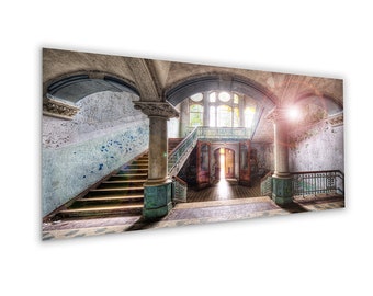 artissimo, glass picture, 125 x 50 cm, picture behind glass, photo, print, mural, poster, modern, landscape format, panorama, Lost Places, HDR