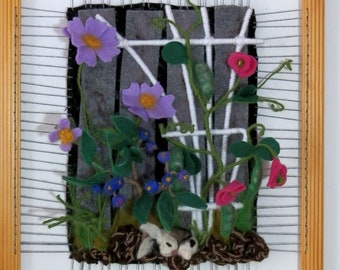 3D Picture Framed Wall Art Felted and Woven Mini Garden in Picture Frame Botanical Art Wall Decor Unique Gift from MariRich