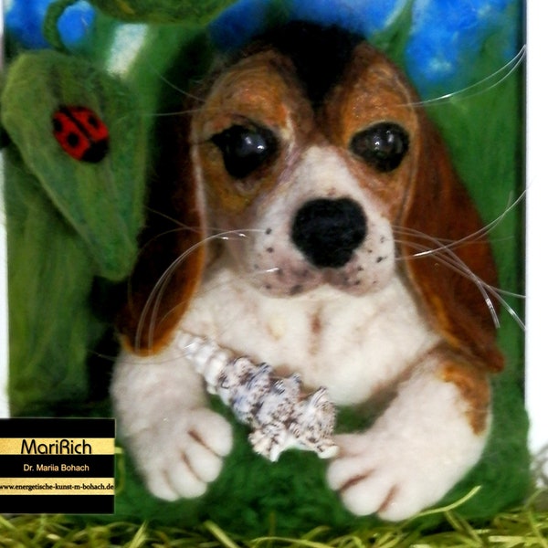 Realistische Beagle Dog van Felt Photo, 3D Pet Portrait of Pet, Custom Gift voor dierenliefhebbers. Ontworpen door Mari Rich