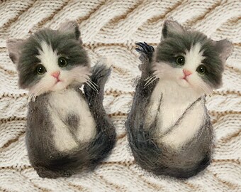 Gray cat from photo made of felt. Cat Miniature, Cat Brooch, Modes Trend 2022-23. Personalized MariRich gift for cat lovers