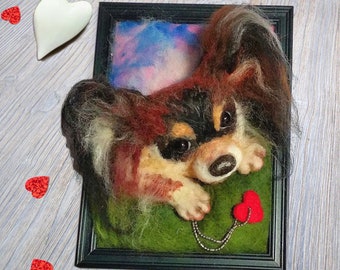 Dog replica made of felt. Custom 3d portrait of pet from photo. Remembrance gift for dog lovers from MariRich