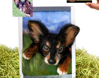 Portrait de chien 3D réaliste de votre animal de compagnie, animal feutré à l'aiguille à partir d'une photo. Cadeau pour les amoureux des chiens. Personnalisé par MariRich