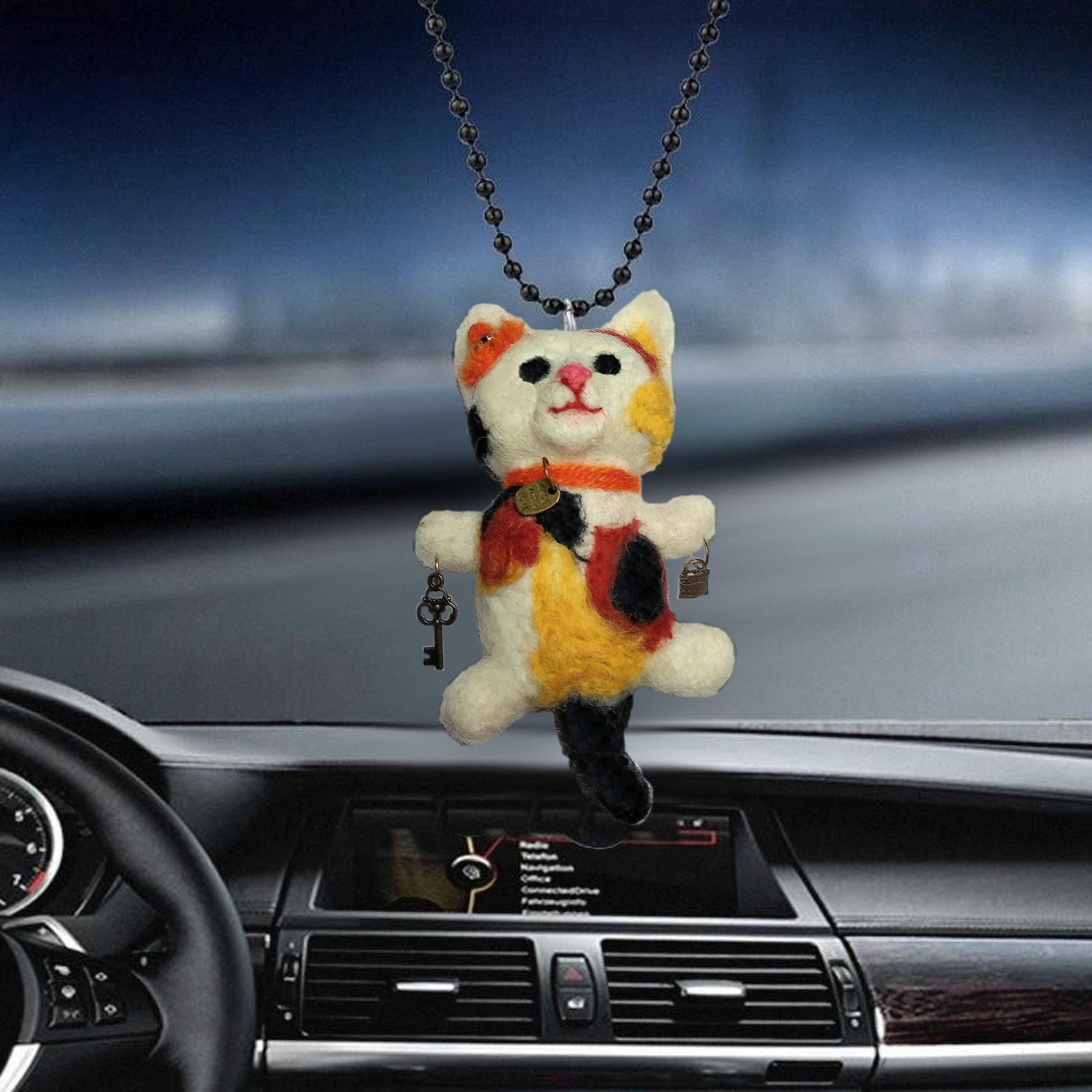 Swinging Lucky Cat Pendant, Car Rearview Mirror Ornaments, Cute