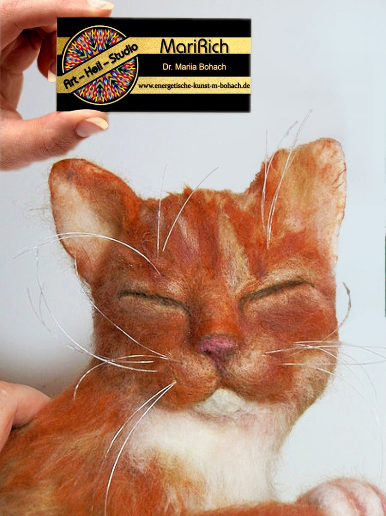 Schlafende Wollfilz Spiralkatze, realistische Katze Figur, Kuscheltier in Originalgröße nach Foto, Geschenk für Katzenliebhaber von MariRich zdjęcie 6