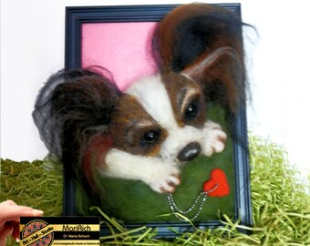 Ich kann Ihren HUND nach Foto nadelfilzen. Realistische Papillon oder jede andere Rasse auf Bestellung. 3d Porträt, Geschenk von MariRich