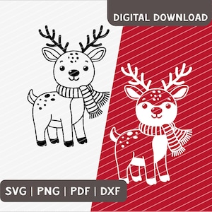 Svg dxf png pdf Rentier Hirsch Reh Plottdatei Weihnachten Winter Vinyl Aufkleber Textildruck Karte Sticker Geschenk digitaler Download