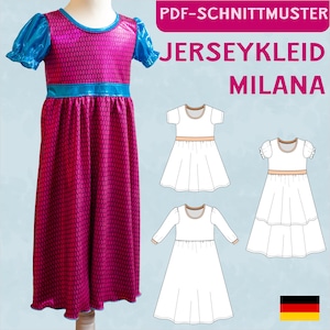 PDF Sewing Pattern Girls Dress Jersey Puff Sleeve Toddler Princess Dress Special Occasion Outfit A4 A0 Digital Download EU 86-158 US 2T-13Y