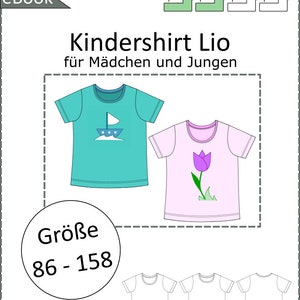 PDF Schnittmuster Lio Basicshirt für Kinder Shirt Jungen und Mädchen Langarmshirt Basic Kinder Jersey Bündchen eBook nähen Gr. 86 bis 158 Bild 9