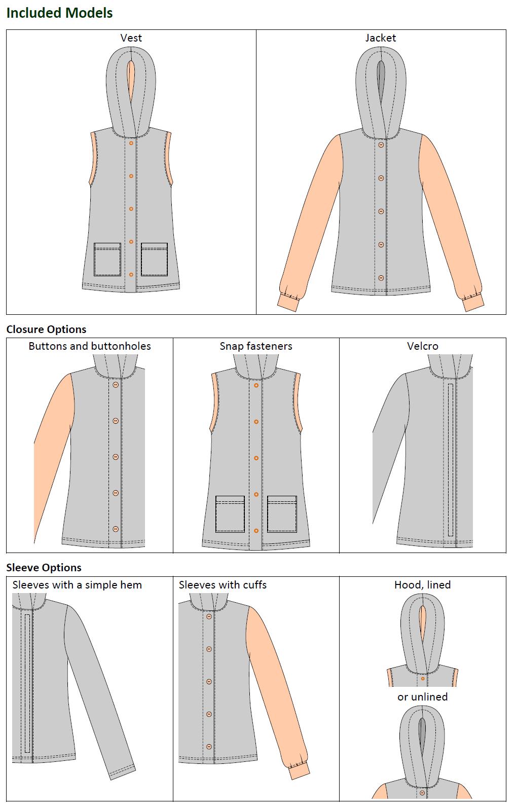 PDF Sewing Pattern Cassie Versatile Women Hooded Jacket or Vest With ...