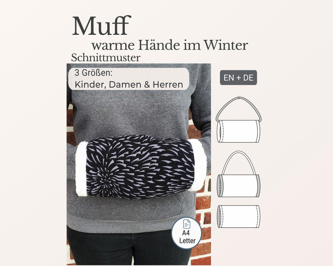 Hand Puff Pattern Hand Muff Sewing Pattern Pdf Winter Hand Warmer for Kids Women Men With ...