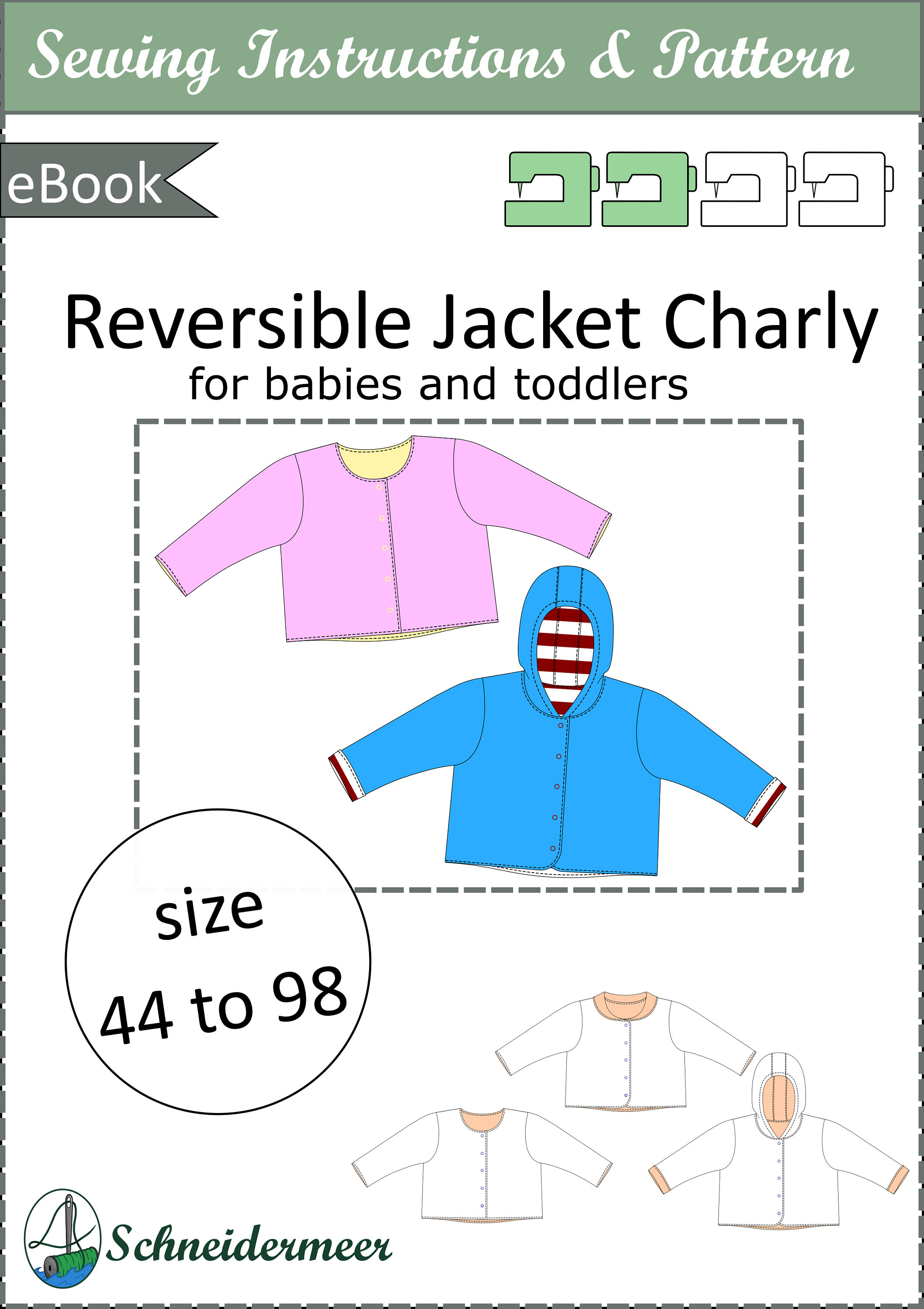 Baby Jacket Sewing Pattern Reversible Toddler Coat Hooded Jacket PDF A4 ...