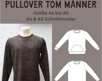 PDF Sewing Pattern Sweater for Men Tom Basic eBook Sewing Instructions in German Sizes 44 to 60 with Ribbed Hem Round Neck Men's Sewing