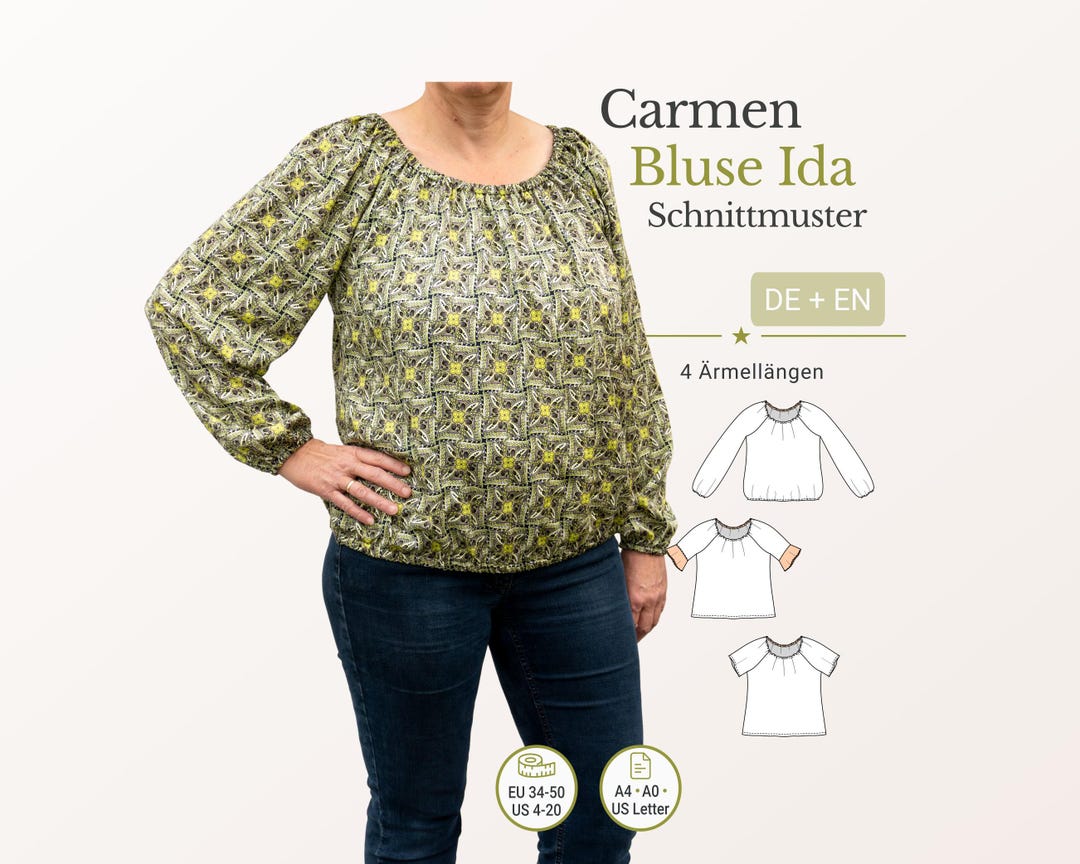 Off Shoulder Blouse Sewing Pattern Pdf Ida Peasant Blouse Summer Top ...