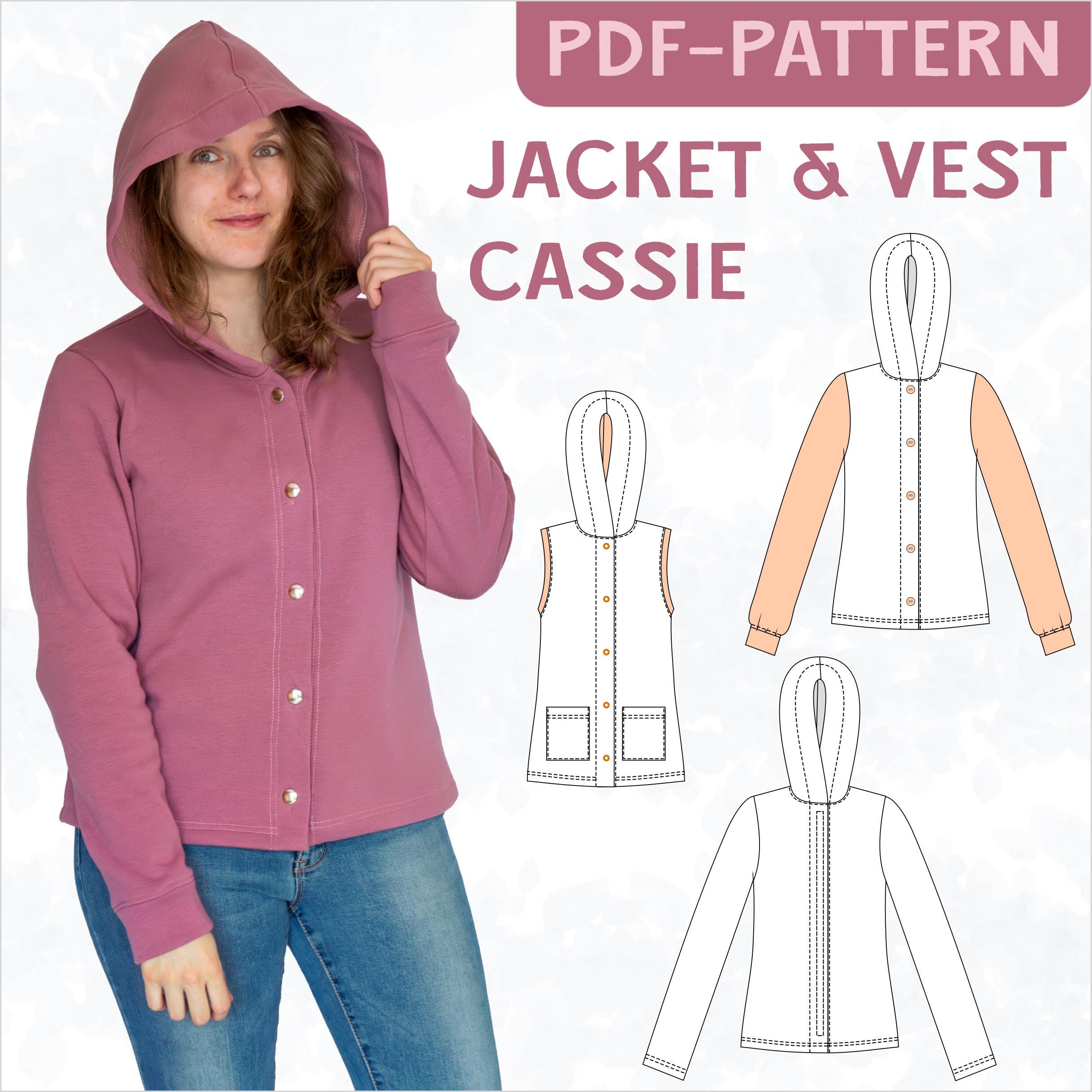 PDF Sewing Pattern Cassie Versatile Women Hooded Jacket or Vest With ...