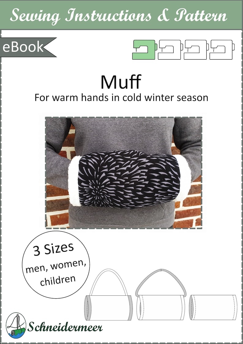 Hand Puff Pattern Hand Muff Sewing Pattern Pdf Winter Hand Warmer Kids Women Men Warm ...