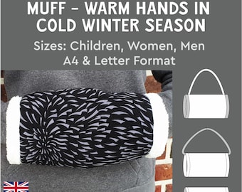 PDF Schnittmuster für einen warmen Muff – ideal für kalte Hände, mit Anleitung für Kinder und Erwachsene Männer Frauen A4 Letter