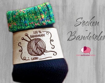 6 Sock Banderoles: Handmade | customizable, with 6 transparent adhesive points