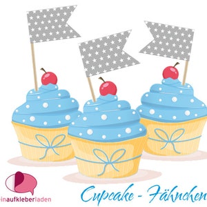 18 selbstklebende Cupcake Deko Wimpel Sternchen für 12 Cupcakes Bild 1