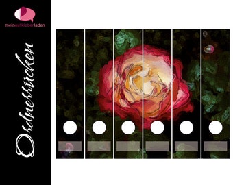 Ordnerrücken Aufkleber - Rose | 6er Set Aufkleber für breite Ordner