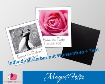 20 Magnetfotos | Polaroid | mit Foto und Wunschtext personalisierbar, Gastgeschenke für Hochzeit