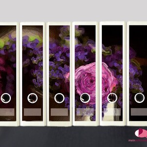 Ordnerrücken Aufkleber Romantik Blumen 6er Set Aufkleber für breite Ordner Bild 2
