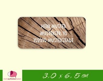 24 Adressaufkleber | Holz, Adressaufkleber für den Mann,