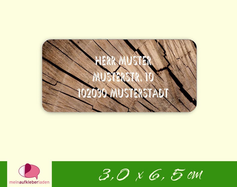 24 Adressaufkleber Holz, Adressaufkleber für den Mann, image 1