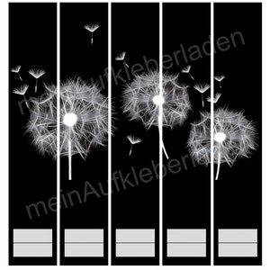 Ordnerrücken Aufkleber Pusteblume schwarz 5er Set Aufkleber für schmale Ordner image 3